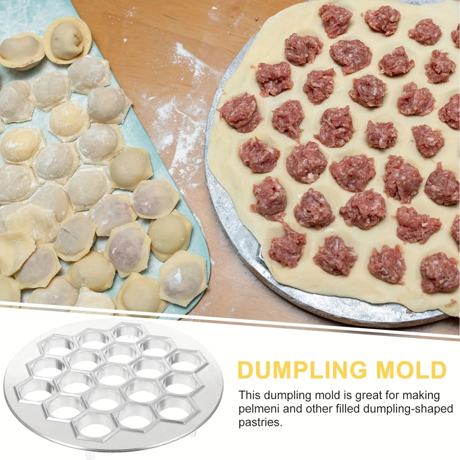 Aluminum Dumpling Maker Tool | 37-Hole Ravioli Press for Homemade Pasta & Meat Fillings | Multi-Use Pastry Mold Kitchen Gadge