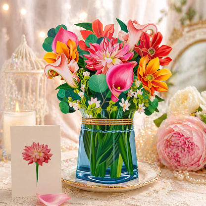 3D Pop Up Flower Greeting Cards Wedding Card Anniversary Thanksgiving Valentines Day Birthday Gift Thank You Card Handmade Ca