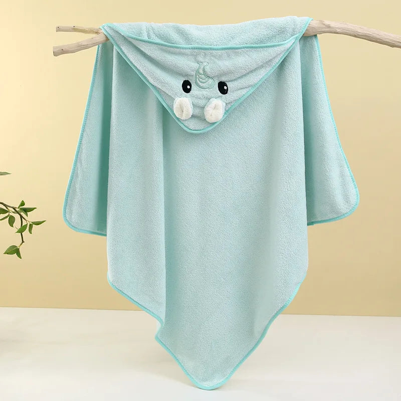 Cute Bath Towel for Baby Soft Absorbent Towel Newborn Swaddle Wrap Baby Blankets for Girls Boys - blue
