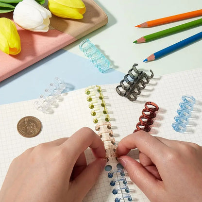 8 Pcs 5-Ring Loose Leaf Binders Plastic Binding Combs Snap Split Book Rings for Notebook Diary Organizing Accessories