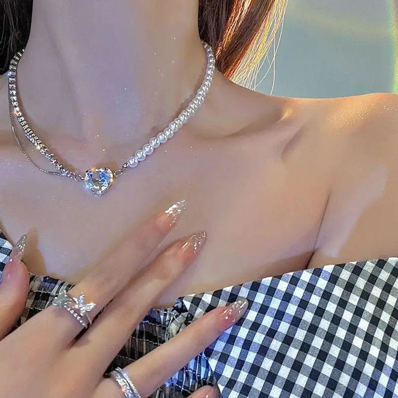 New Beads Women's Neck Chain Kpop Pearl Choker Necklace Gold Color Goth Chocker Jewelry On The Neck Pendant 2022 Collar For G