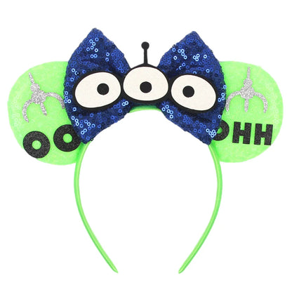New Christmas Halloween Mouse Ears Headband Cartoon Sequin Bows Headband Birthday Party Princess Cosplay Costume For Women Ad