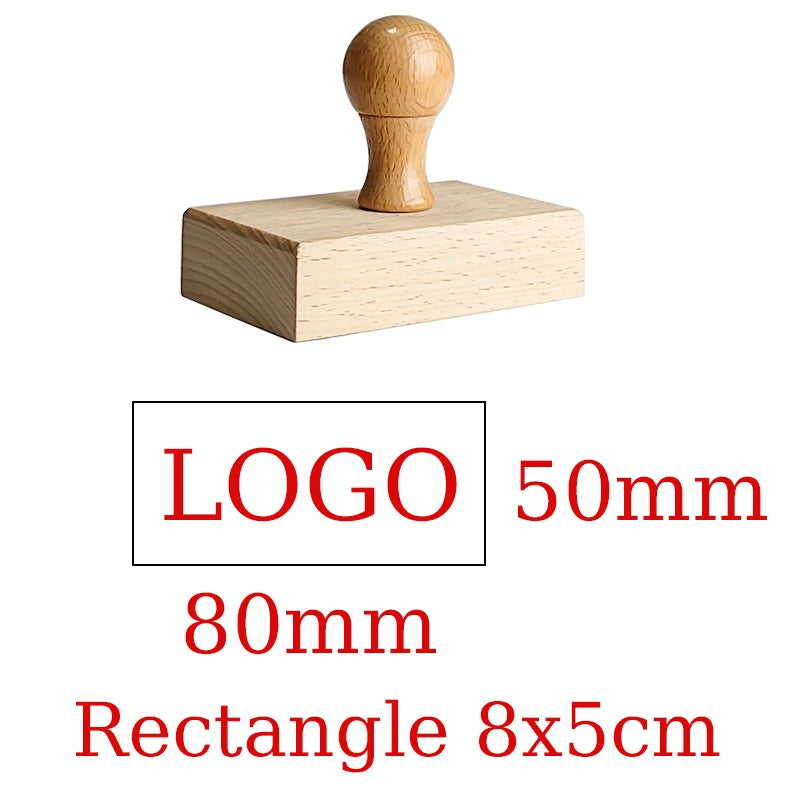 LOGO Custom Wooden Rubber Stamp Personalized Name Stamp Business Logo Customization for Office Craft DIY | Free Design - Rect