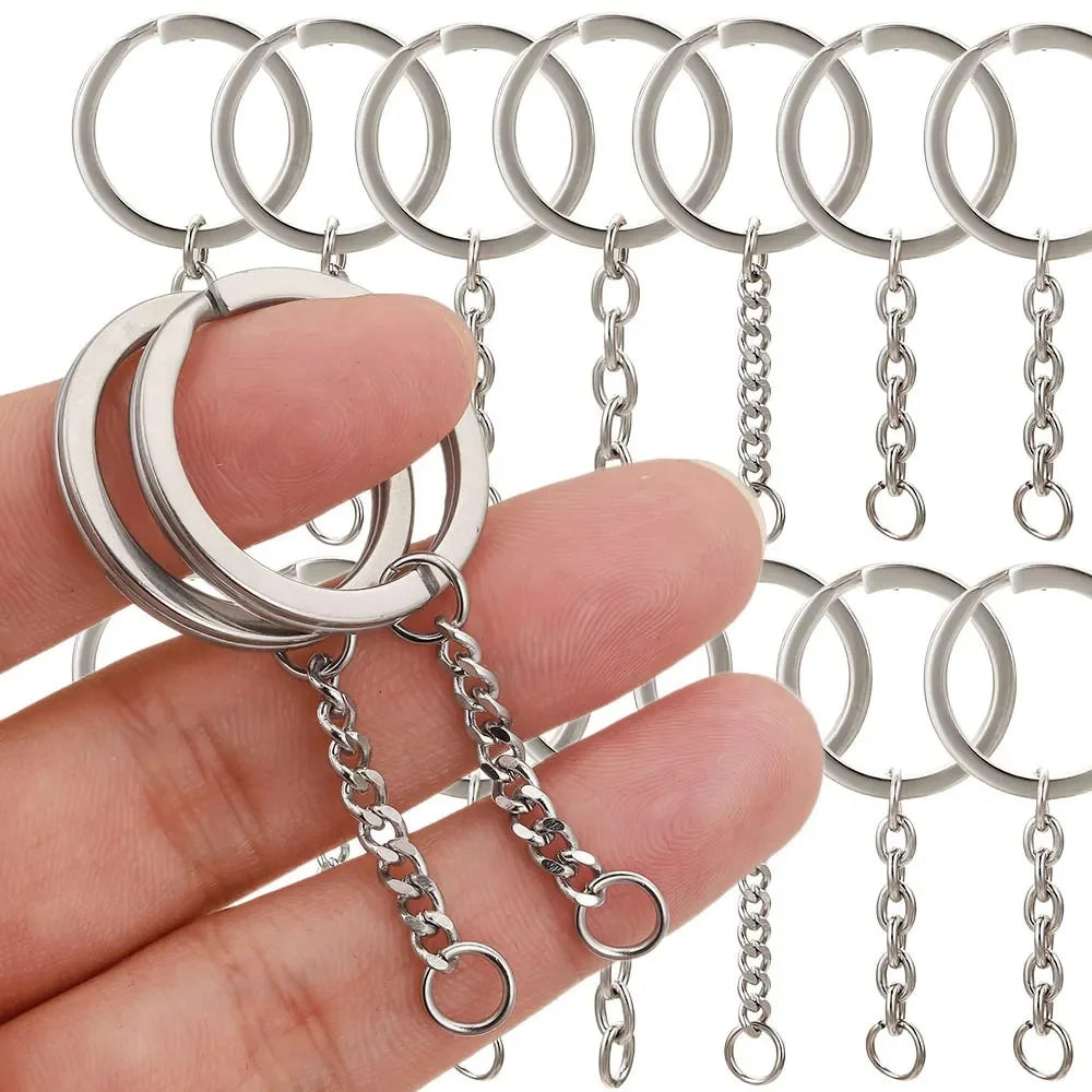 20/50pcs Silver Color Metal Blank Keyring Keychain Split Ring Keyfob Key Holder Rings DIY Findings Making Keychain Accessorie