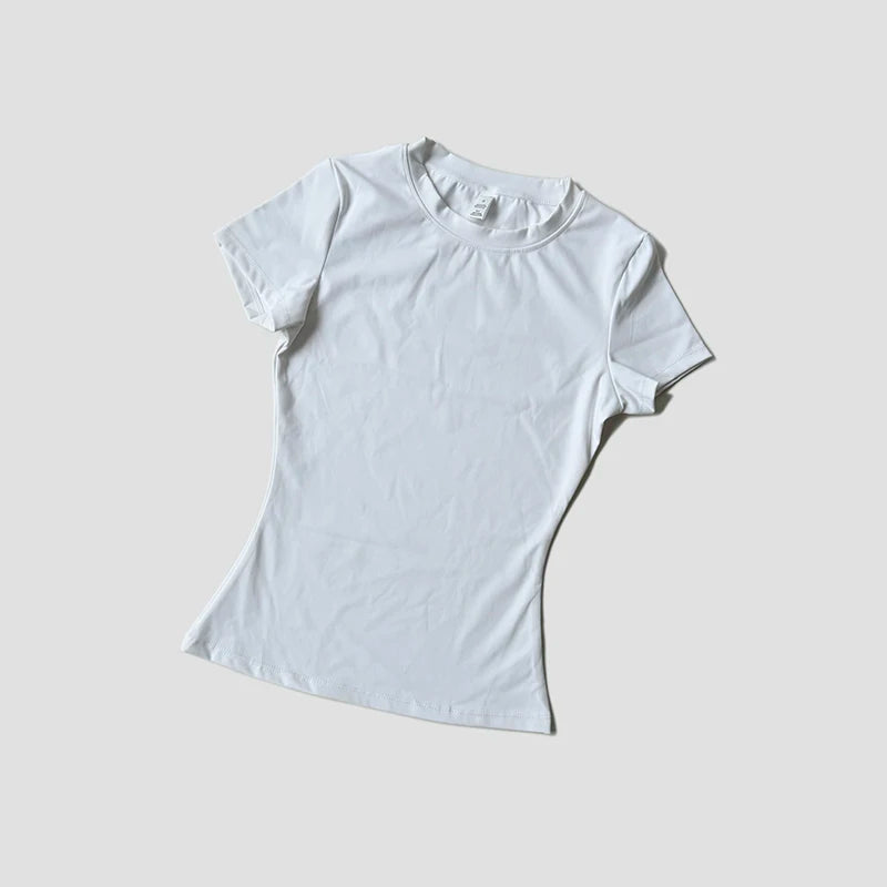 Women Yoga Top Seamless Sport T Shirts Fitness Clothes Short Sleeve Yoga Shirt Gym Top Running Active Wear - White / L