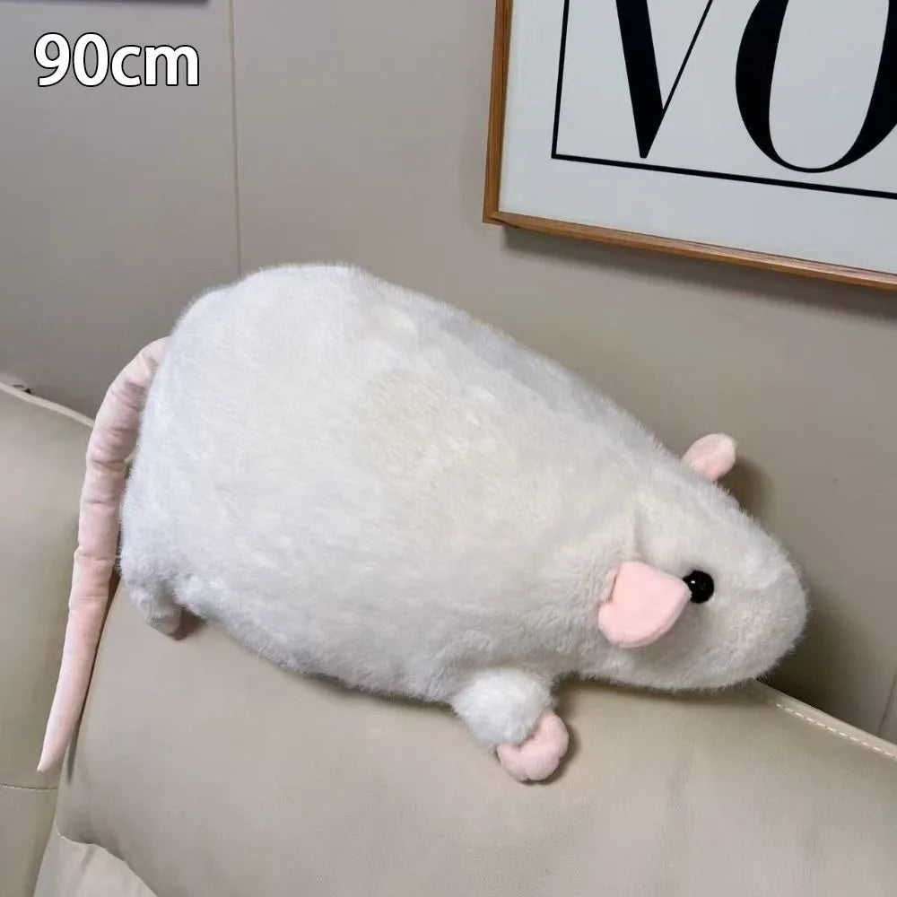 Cute 30/45/90cm Mouse Doll Plush Oversized Flower Branch Rat Doll Cartoon Soft Animal Figure Kids Gift Birthday - White-90cm