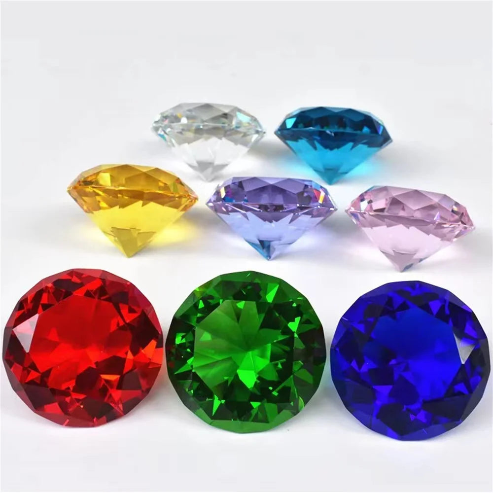 10 Colors Crystal Diamond Shaped Paperweight Decorative Cut Glass Giant Gemstone Wedding Office Desktop Ornament Birthday Gif