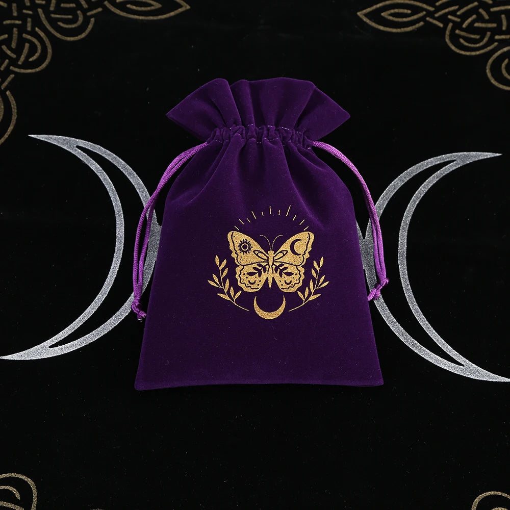 1Pcs Tarot Storage Velvet Bag Drawstring Suede Pocket Board Game Card Embroidery Package Witchcraft Supplies for Altar Tarot 