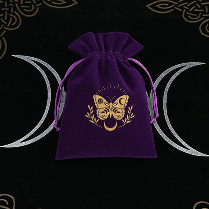 1Pcs Tarot Storage Velvet Bag Drawstring Suede Pocket Board Game Card Embroidery Package Witchcraft Supplies for Altar Tarot 