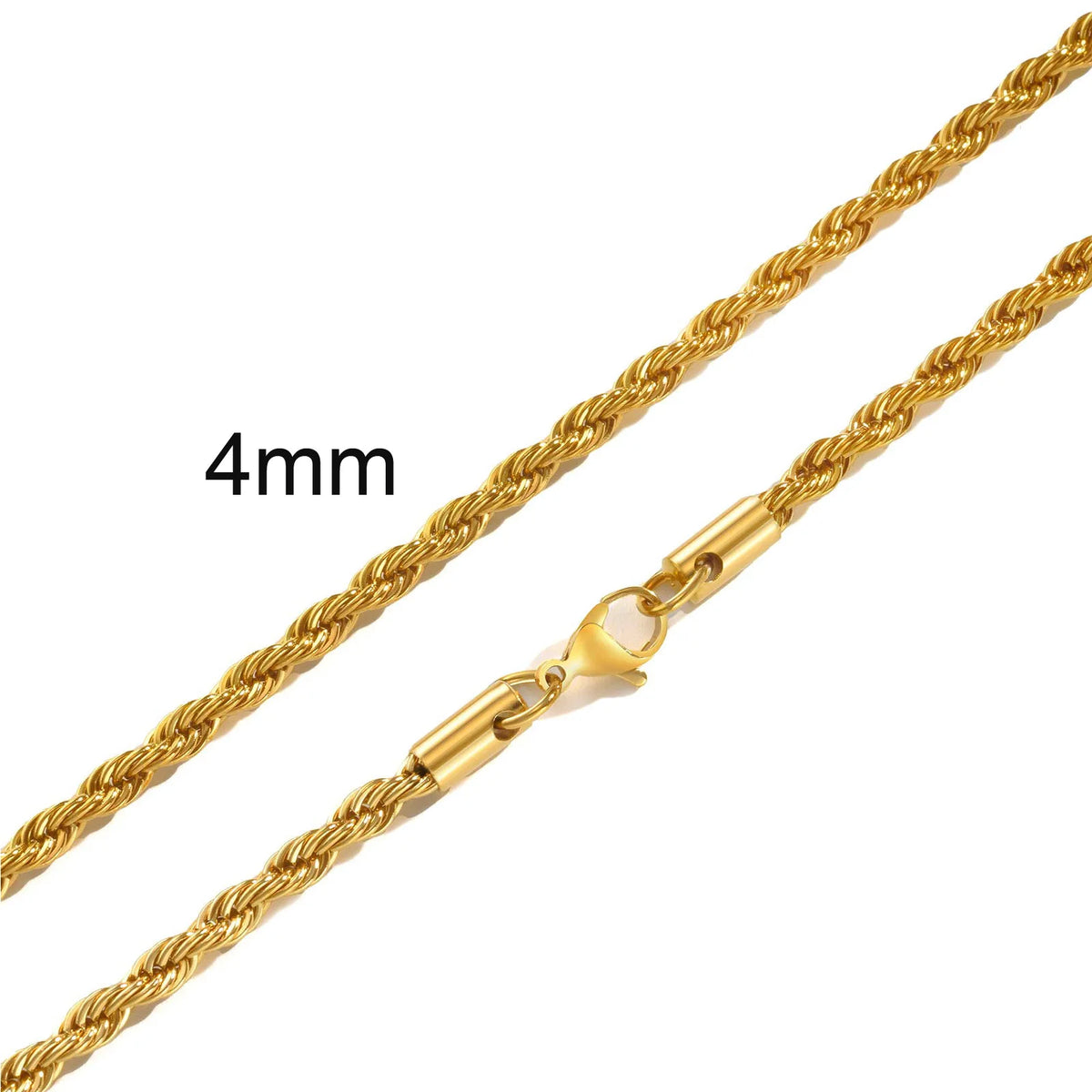 Punk Vintage Rope Chain Necklace for Men Women,Gold Color Stainless Steel Braided Twisted Chain,Hip Hop Casual Jewelry