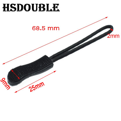10 Pcs/Pack Zipper Pulls Cord Ends Strap Lariat Black For Apparel Accessories - C0066