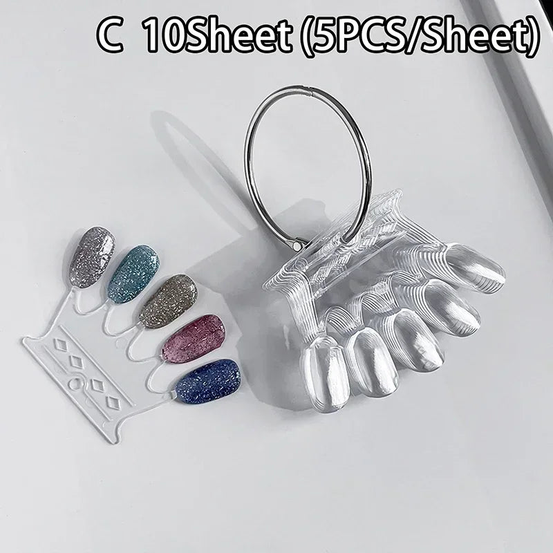 Nail Swatches Color Card Display Chart Gel Polish Template Nail Art Tips Sample Stand Nail Polish Practice Acrylic Palette - 