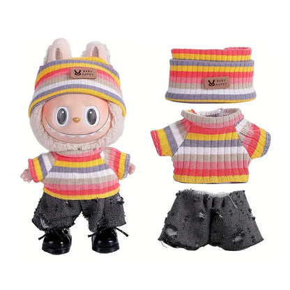 For Labubu accessories Sitting Party Series Classic Dress Grid For Labubu outfit Kid Gift Labubu clothing labubu clothes - no