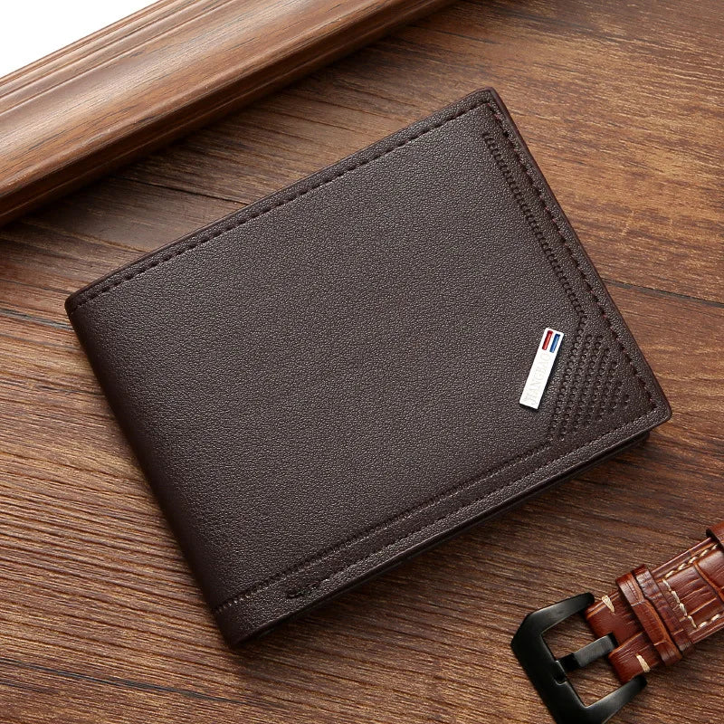 Vintage Pu Leather Wallet Minimalist Purse For Men Money Change Pouch Credit Card Holder Man Birthday Gifts - coffee