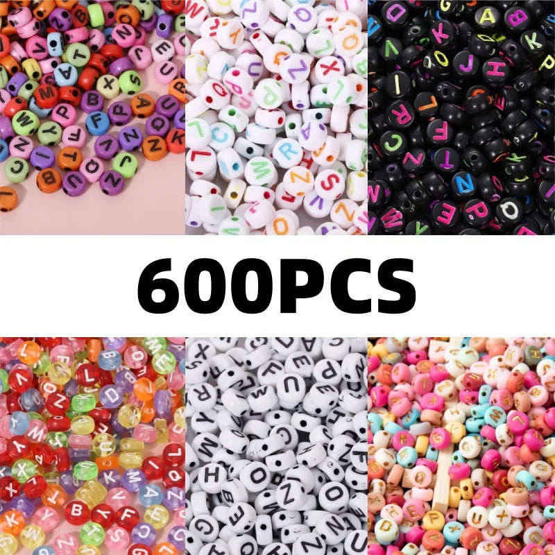 500/300pcsAcrylic Alphabet Cube Beads, Assorted A-Z Letter Spacer Beads for Bracelet, Necklace DIY Jewelry Making Craft Suppl