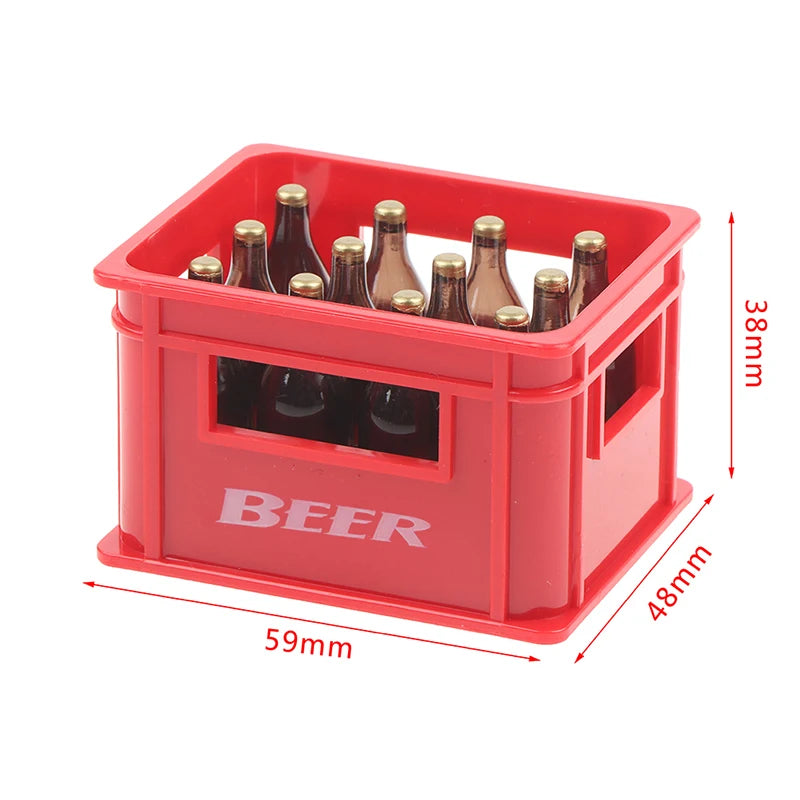 1:12 Dollhouse Mini Beer Drink Bottle Beer Box Drink Box Bar Kitchen Decor Toy - Red