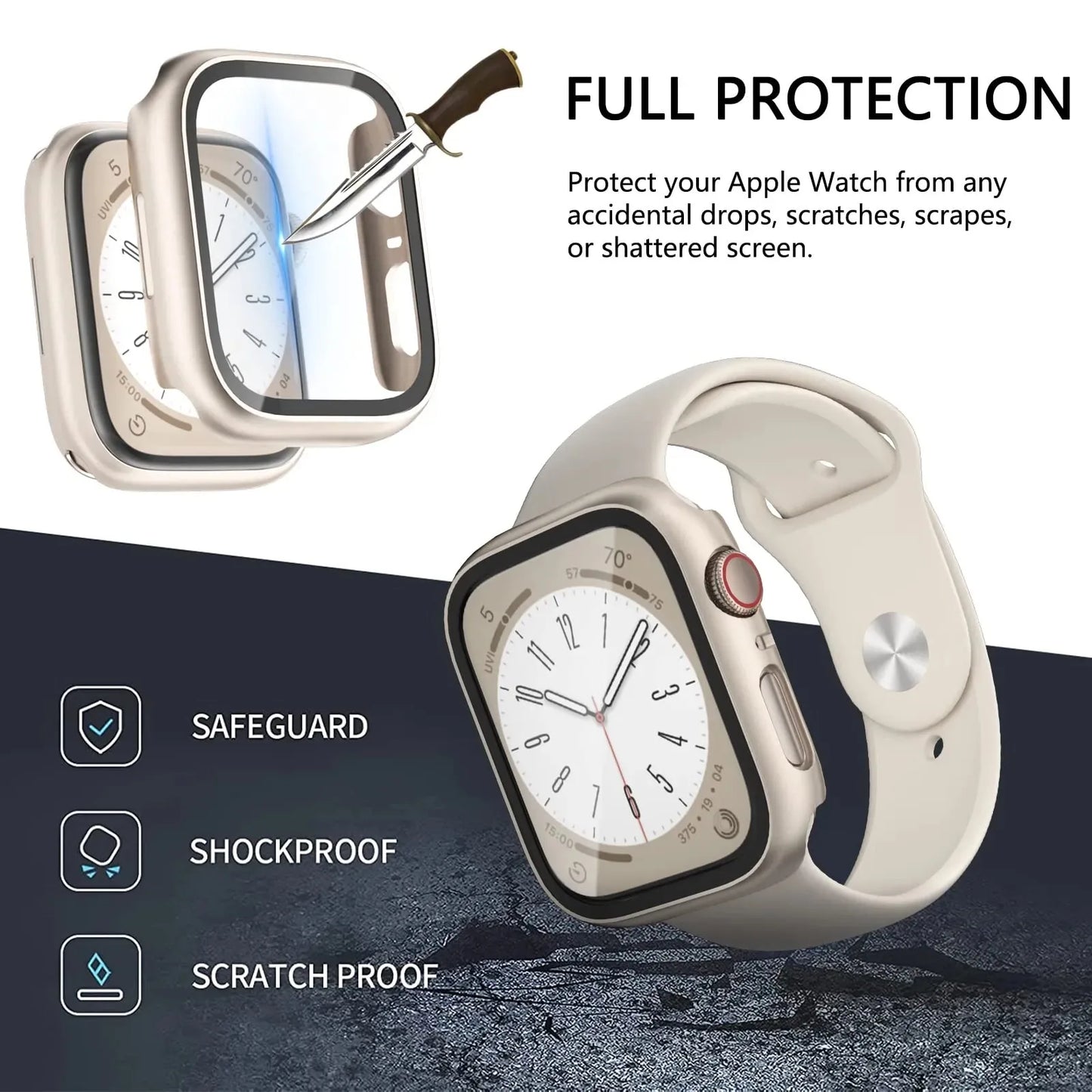 Glass+Cover For Apple Watch case 46mm 44mm 40mm 45mm 41mm 42mm 38mm Screen Protector iwatch series 10 9 8 7 6 5 3 SE Accessor