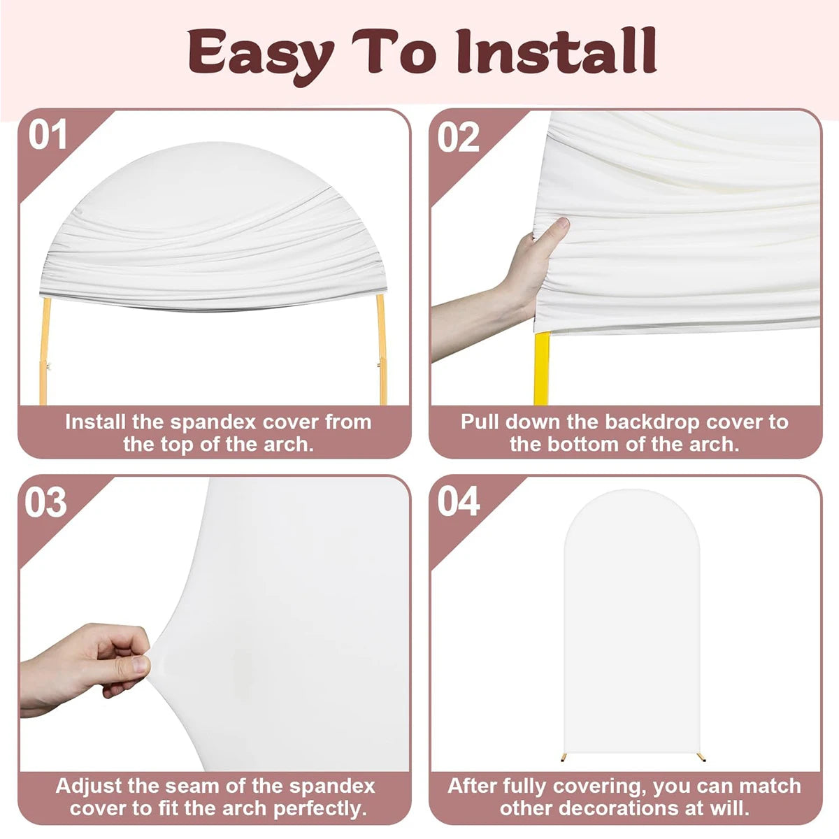 Wedding Arch Cover Arch Backdrop Cover Spandex Fitted Arch Cover for Wedding Birthday Festival Party （Without Shelf）