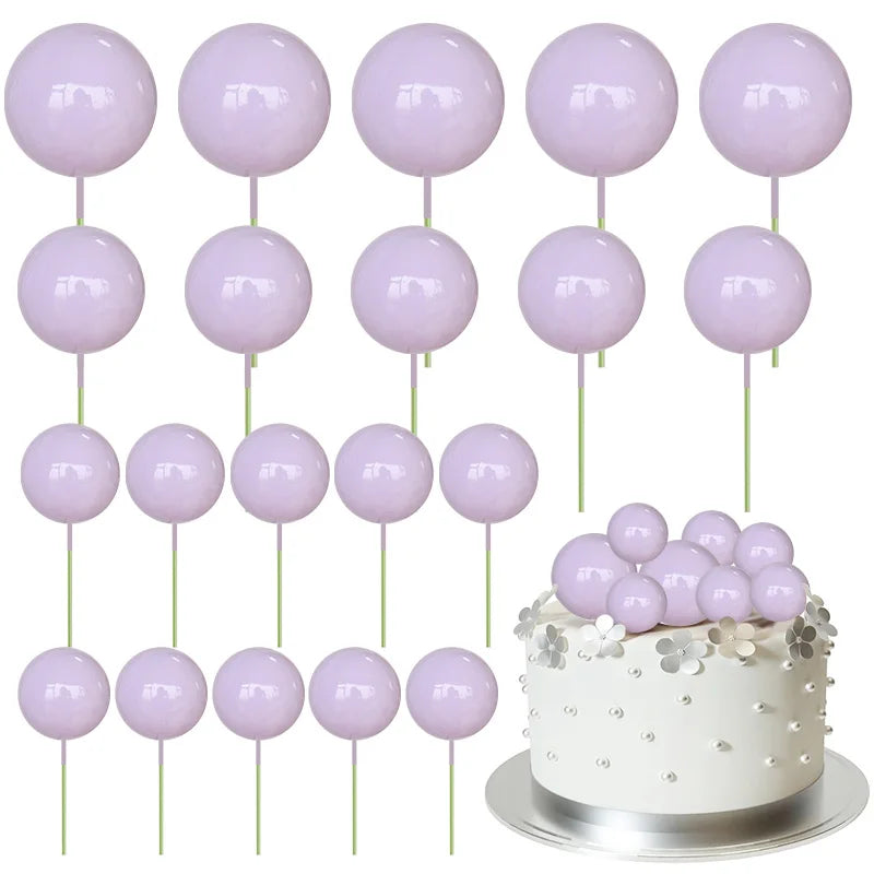 20Pcs Colorful Balls Cake Topper Mini Balloons Cupcake Insert Sticks for Wedding Birthday Party Cake DIY Decoration Baby Show