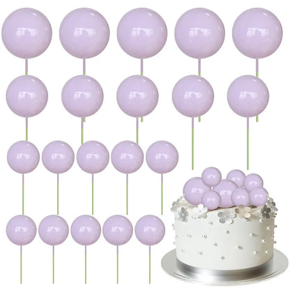 20Pcs Colorful Balls Cake Topper Mini Balloons Cupcake Insert Sticks for Wedding Birthday Party Cake DIY Decoration Baby Show