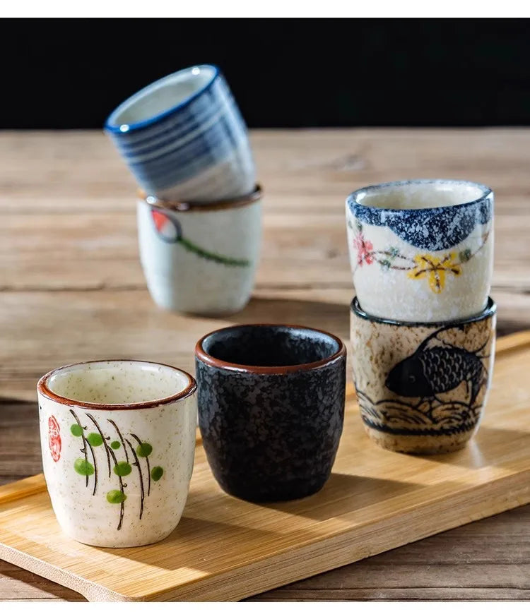 50ml Japanese-style Ceramic Antique White Wine Cup Sake Set Home Retro Coffee Cup Wine Pot Shochu Classical Cup