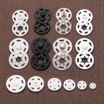 50set Plastic Sew-on Press Buttons Round Clear Invisible Snap Fasteners Buttons for Sewing Baby Clothing DIY Crafts Handmade