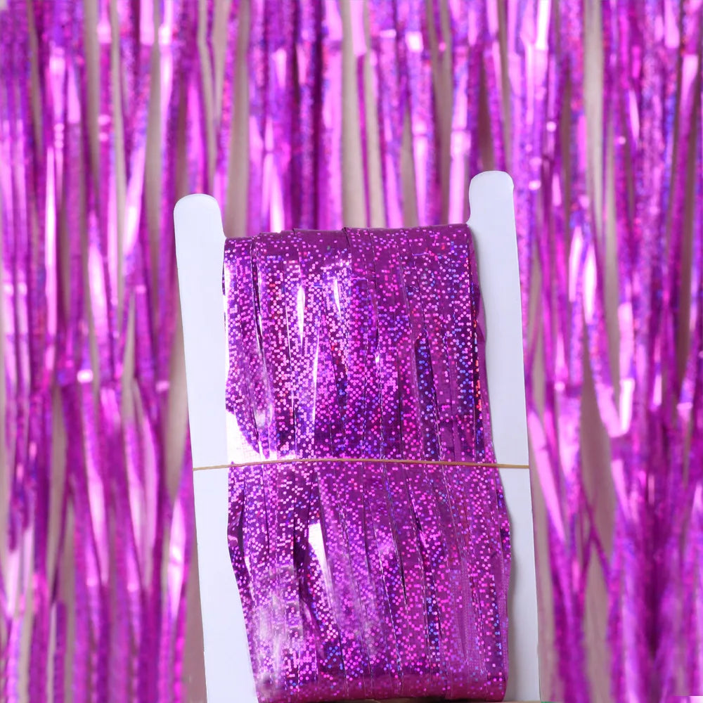 tinsel blue Pink Foil Curtain 1x3m Party background Gold Beige Green Foil Fringe Curtain 1m 2m backdrop