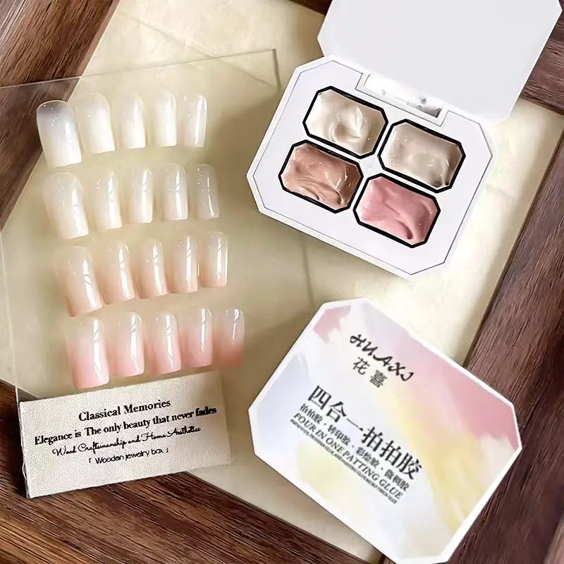 Four in One Patting Glue, Popular Nude Color Patting Glue with 4 Colors, Multifunctional for Gradient Color Printing and Powd