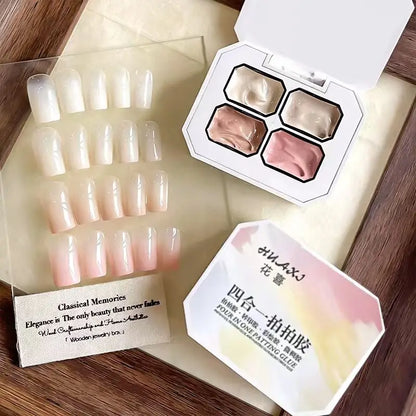 Four in One Patting Glue, Popular Nude Color Patting Glue with 4 Colors, Multifunctional for Gradient Color Printing and Powd