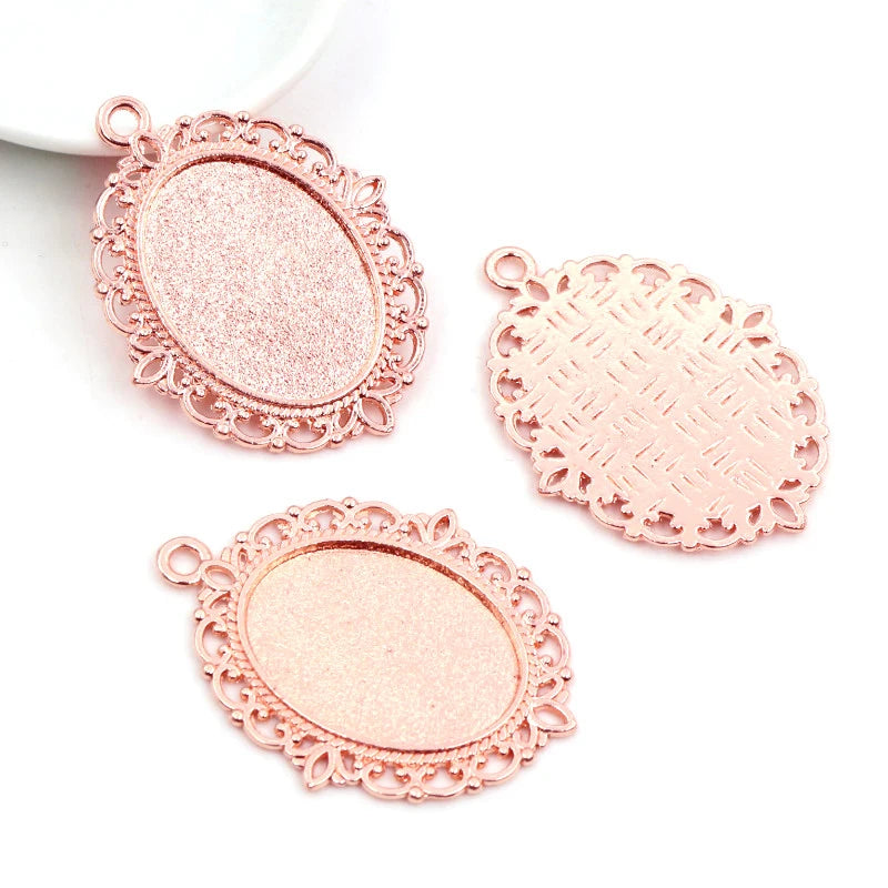 10pcs 18x25mm Inner Size 9 Colors Vintage Style Cameo Cabochon Base Setting Pendant necklace findings