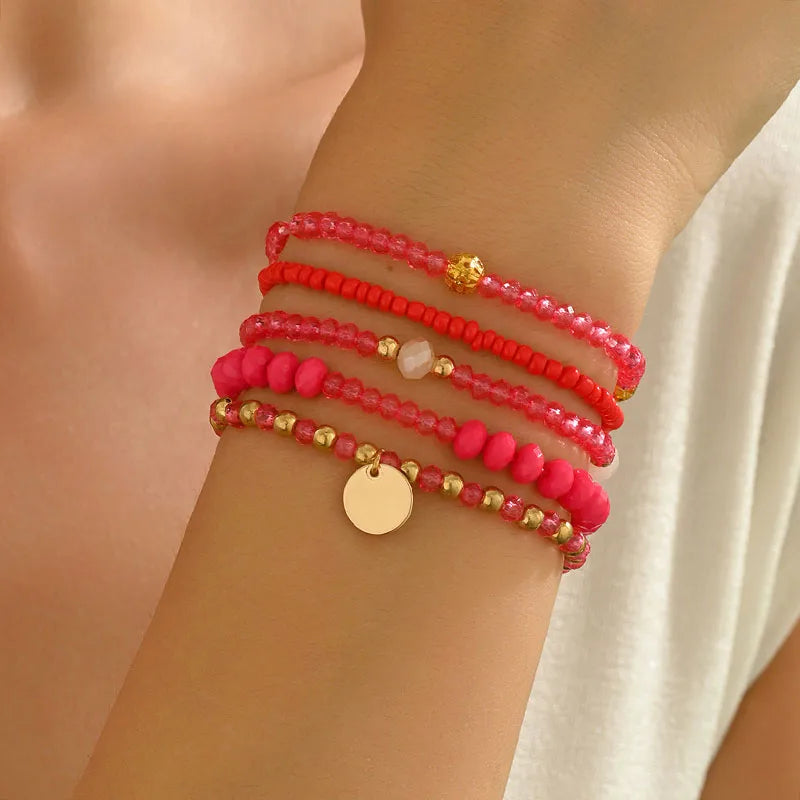 Y2K Ethnic Bohemian Beaded Bracelets Set for Women Beads Chains Stackable Wristband Girls Boho Hand Jewelry Accessoreis - 5