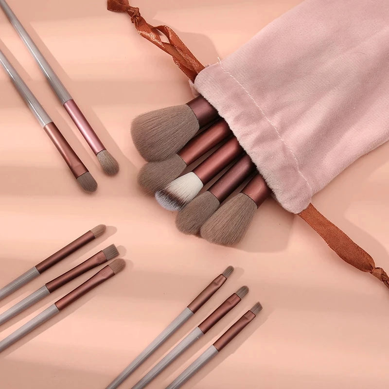 13 PCS Makeup Brushes Set Eye Shadow Foundation Women Cosmetic Brush Eyeshadow Blush Beauty Soft Make Up Tools Bag - Red with