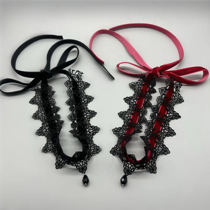 2026 New Sexy Lace Flower Necklace for Women Gothic Punk Velvet Collar Choker Black Waterdrop Pendent Necklace Strap Bow Jewe