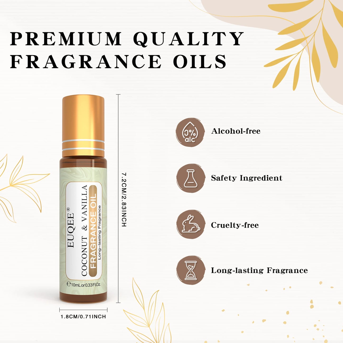 EUQEE 10ml Fragrance Oil Roll-On Long Lasting Scent La Vie Est Belle CHANCE Jadore Cotton Strawberry Mango for Diffuser Burne