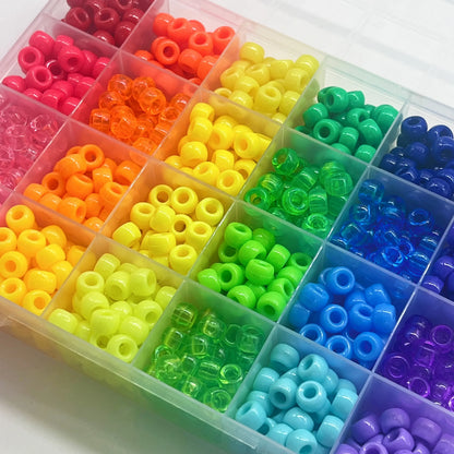 Pony Beads for Friendship Bracelet Making Kit 24 Colors Kandi Beads Set, 720pcs Plastic Rainbow Bulk and 980pcs Letter Beads 