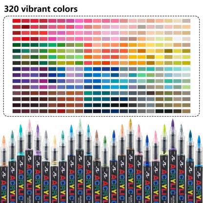 12-366 Colors Acrylic Marker Set Waterproof Acrylic Brush Marker Professional Acrylic Painting Marker DIY Art Supplies
