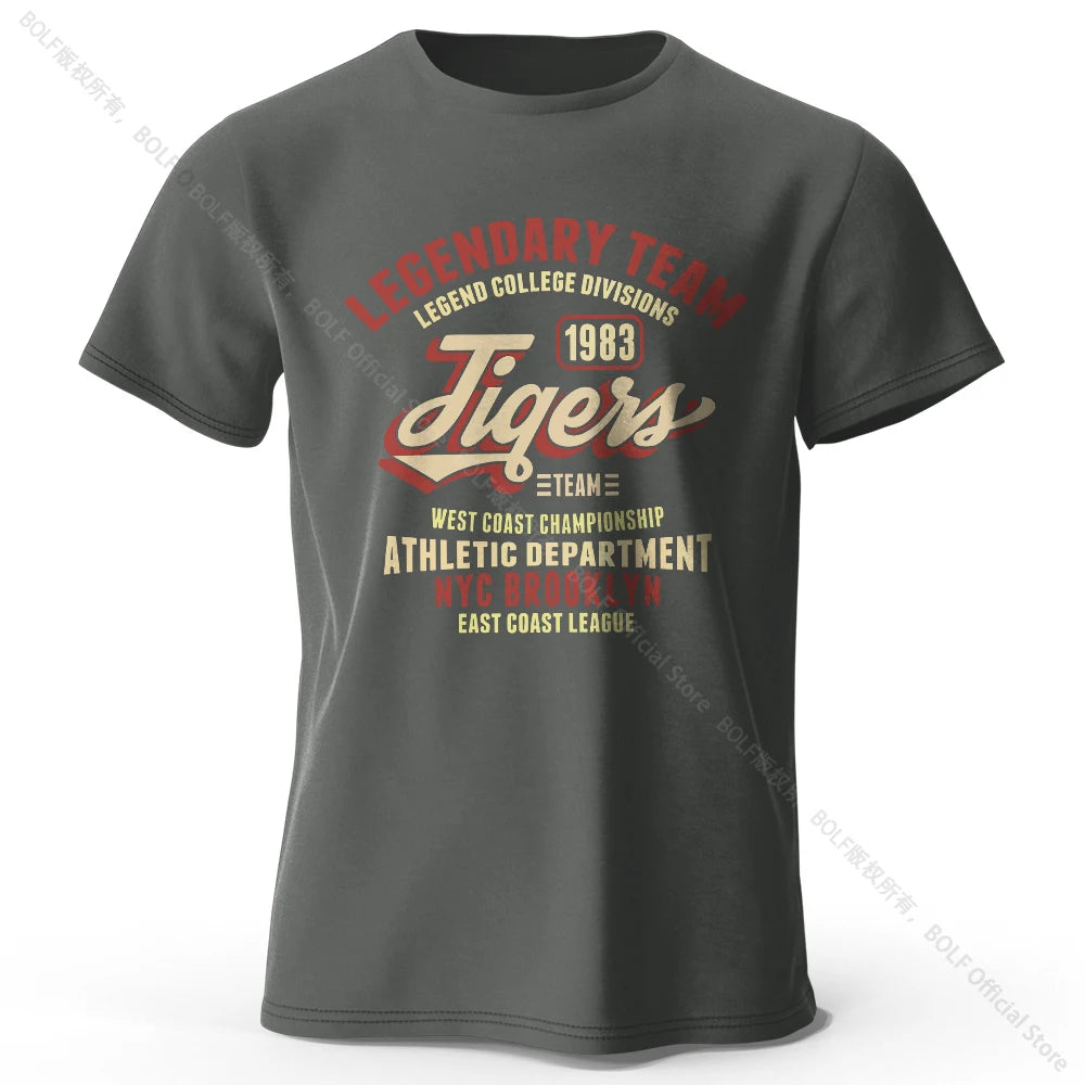 Minimalist Tiger Silhouette Printed 100% Cotton T-Shirt, Breathable Round Neck Short Sleeve Tee for Men & Women
