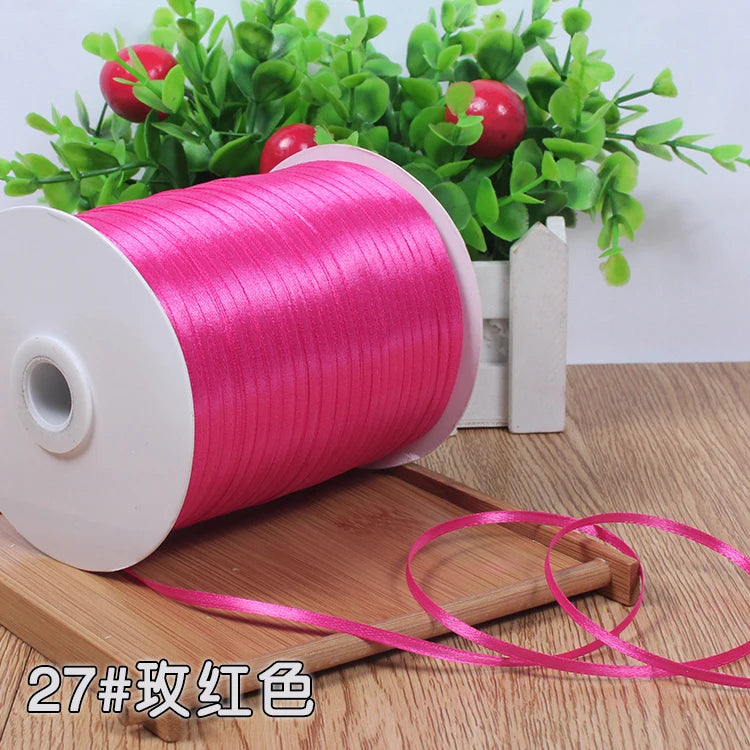 New (10meters/lot) 3mm Satin Ribbons For Craft Sewing Fabric Christmas Wedding Supplies Party Decoration Gift Wrap DIY Handma