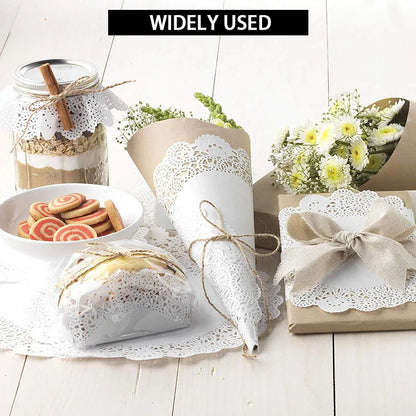 150pcs Round Paper Lace Doilies Party Decorative Tableware Placemats White Paper Mats Table Decoration