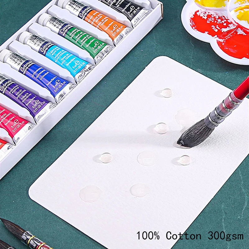Potentate Watercolor Book Artist-grade Cotton A6 Rough-grained Watercolor Paper 300g Postcard Tin Box Travel Sketch Art Suppl