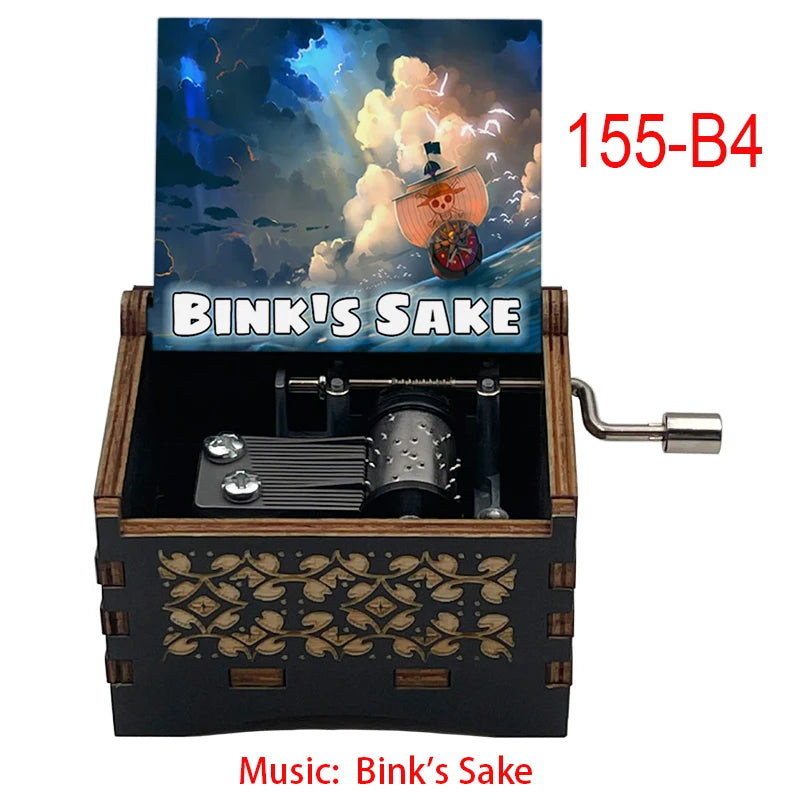 Bink's Wooden Painted Music Box Anime Carved Musical Box Desktop Decoration Sake Melody Christmas Birthday Gift - 155-B4-hand