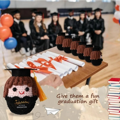 Graduation Season Handmade Crocheted PhD Doll - Positive Mood Plush Toy, Cute Emotional Companion, Graduation Gift for Studen
