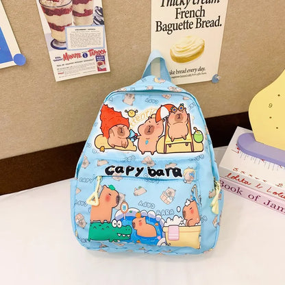 Cute Large Capacity Capybara Backpack Cartoon Breathable Student Schoolbag Nylon Ultra-light Book Bag Back to school Women Gi