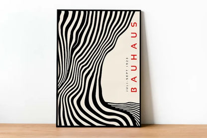 Mid Century Modern Black Bauhaus Canvas Wall Art Poster, Unframed Wavy Minimalist Bauhaus Wall Art Prints for Living Room Dec