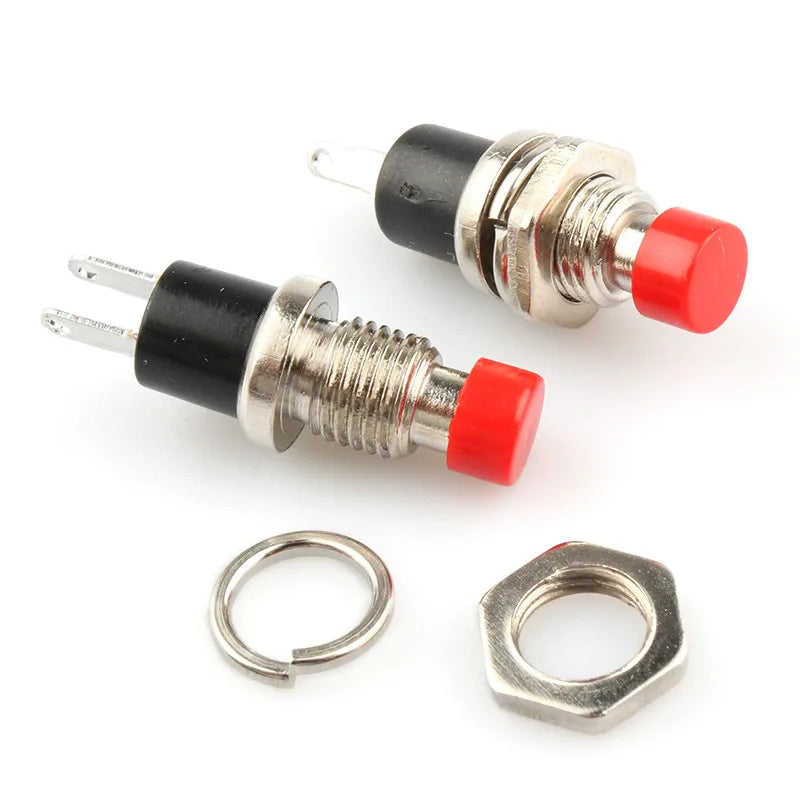 6pcs Small Round Button PBS-110/NO PBS-111/NC 2 Foot Self-resetting No Lock Switch Button Switch 7MM Miniature Color Mixing