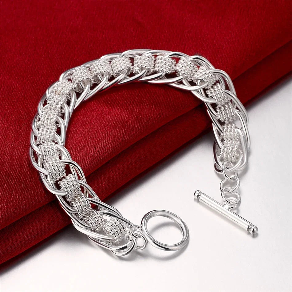 Fine Noble 925 Sterling Silver Solid Chain Bracelet For Women Men Charm Party Gift Wedding party Fashion Jewelry - H059