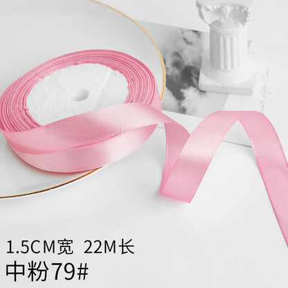 Wusmart 22Meters/Roll 1.5cm Single Face Satin Ribbon DIY Handmade Crafts Fabric Christmas Wedding Decoration Silk Ribbons - M