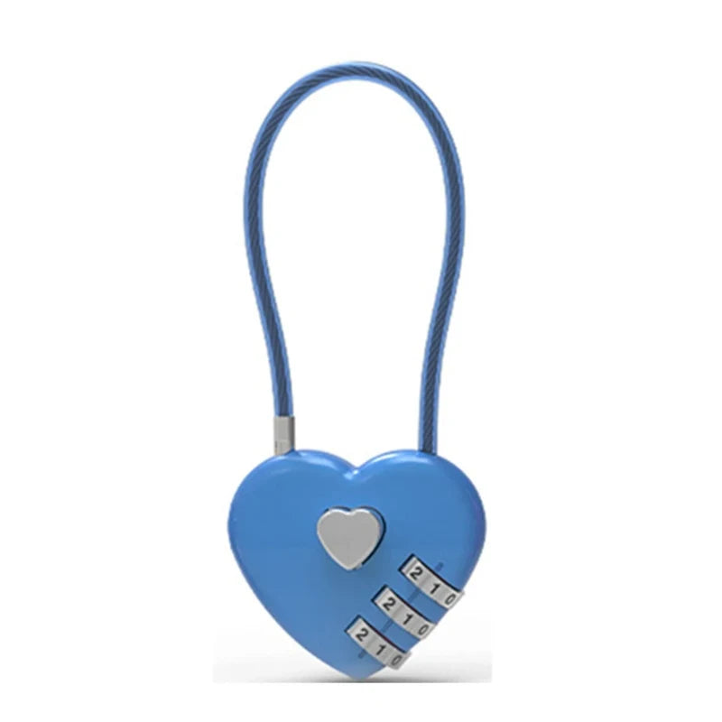 Love Lock Wedding Lock Heart Love Combination Lock School Bag Backpack Trolley Box Concentric Lock Color Zinc Alloy - Blue / 