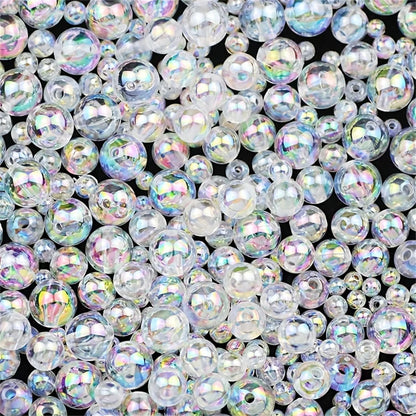 6mm/8mm/10mm Acrylic Round Craft Beads - Transparent White, for DIY Crafts & Decoration