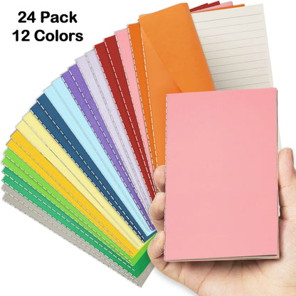 24 Pack Pocket Notebook Journal Bulk, College Lined Paper with Softcover, Small Memo Notepad for Writing/Drawing Diary/ Subje